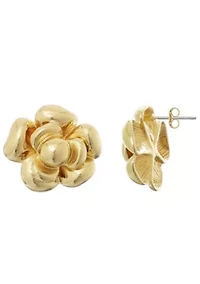 14k Gold Plated Camellia Stud Earrings