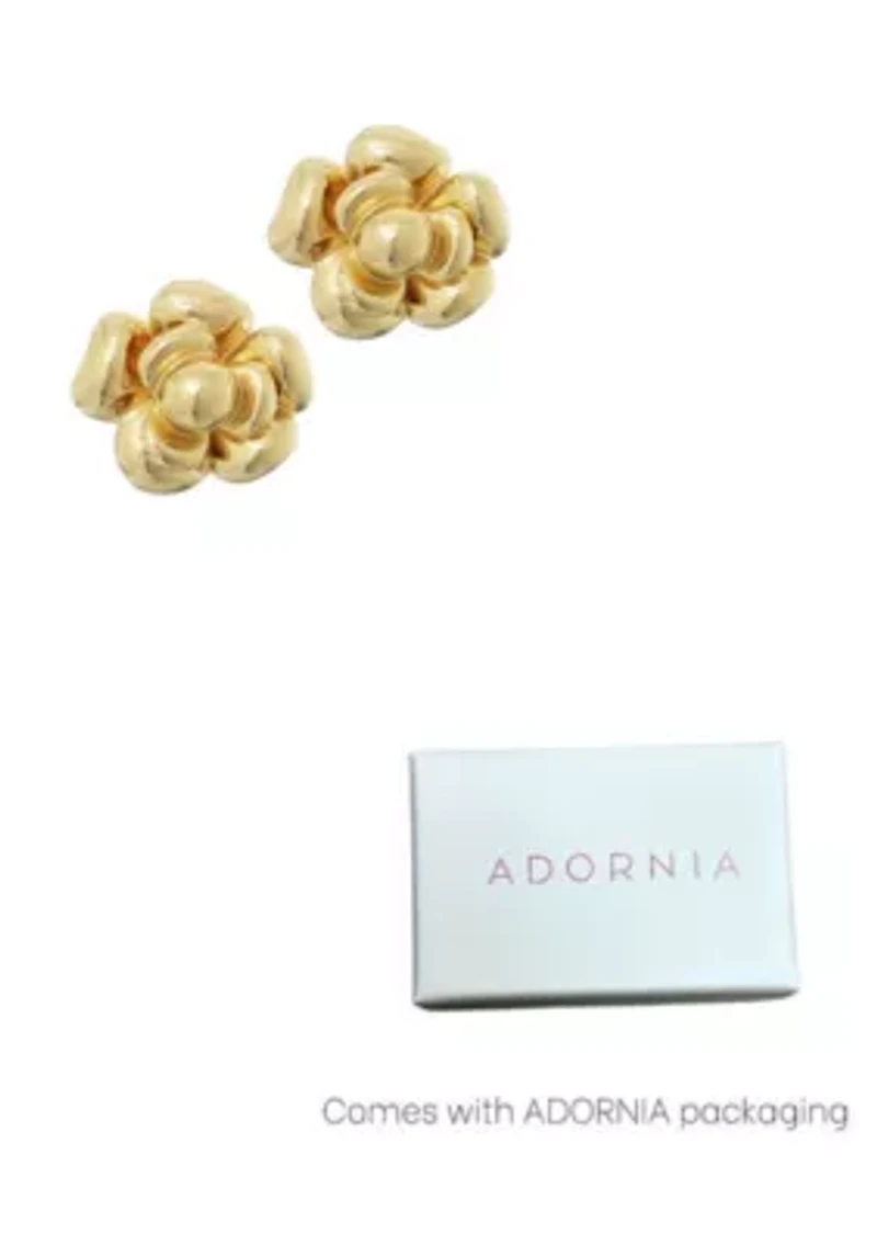 14k Gold Plated Camellia Stud Earrings