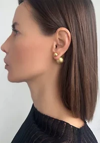 14k Gold Plated Matte Finish Double Ball Earrings