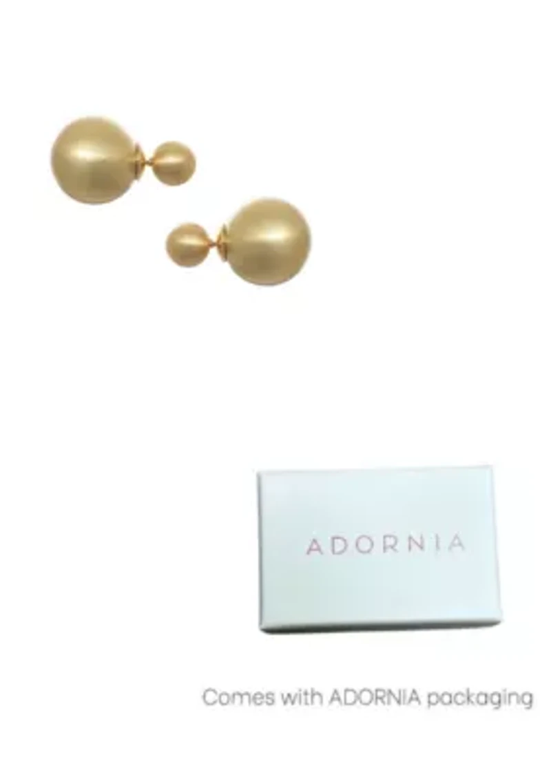 14k Gold Plated Matte Finish Double Ball Earrings