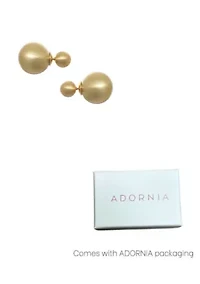14k Gold Plated Matte Finish Double Ball Earrings