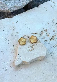 Tarnish Resistant 14k Yellow Gold Plated 5-Leaf Clover Stud Earrings