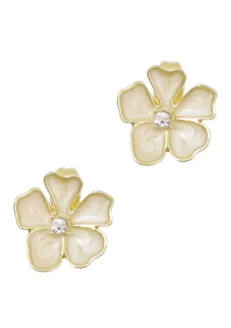 Gold Plated Pearlescent Stud Earrings
