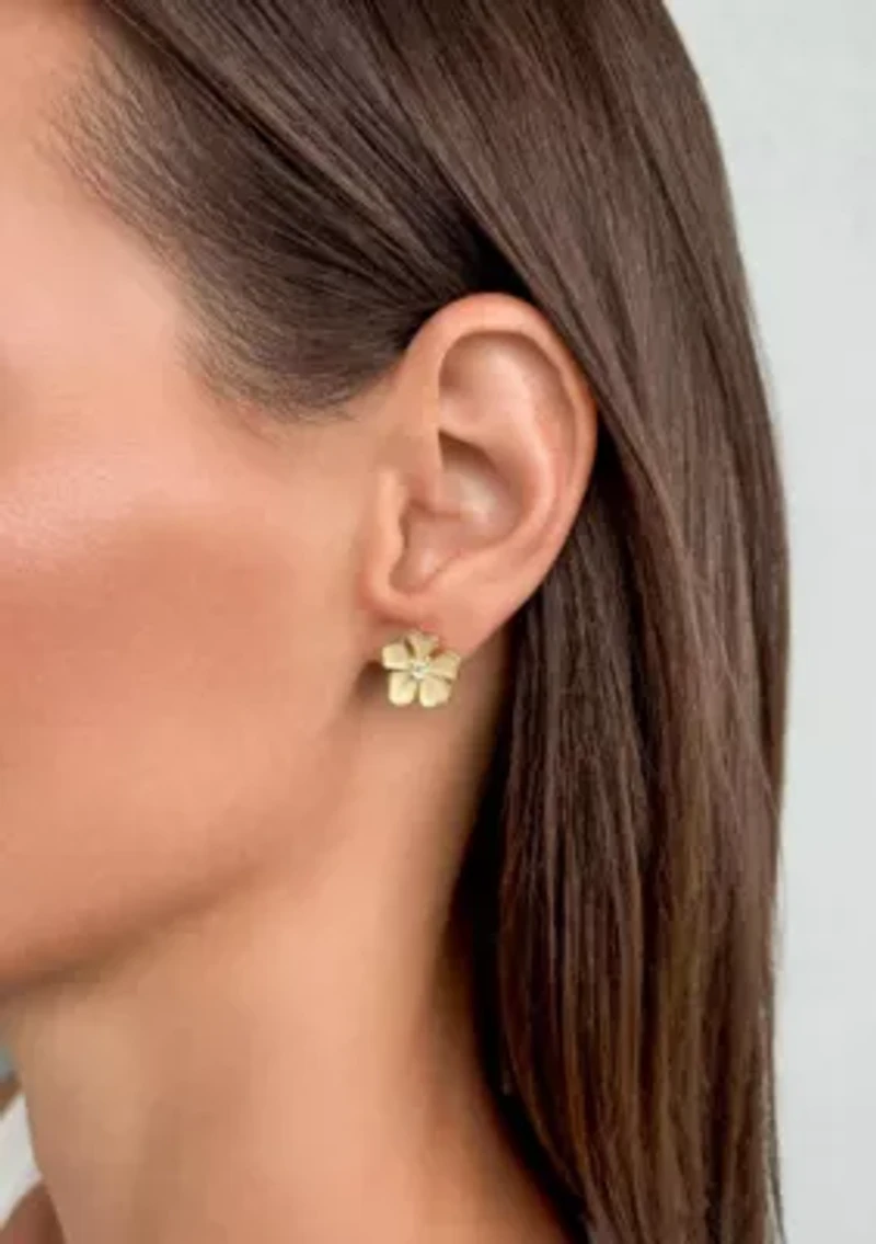 Gold Plated Pearlescent Stud Earrings