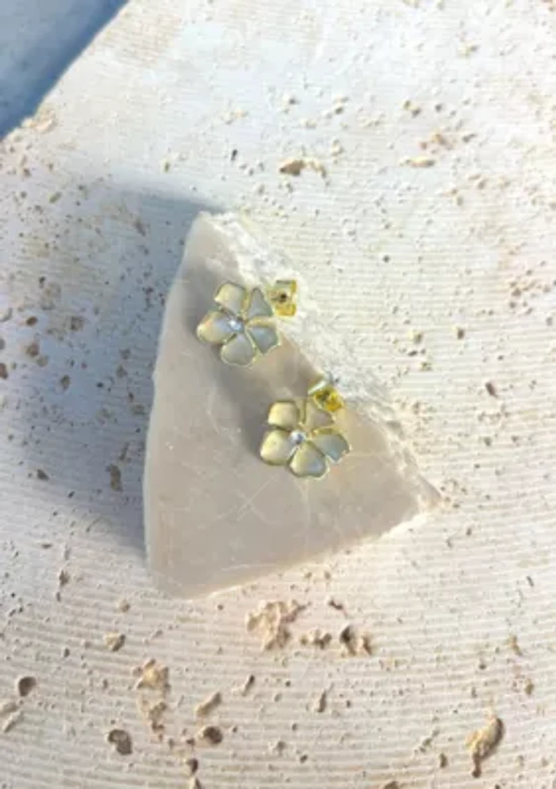 Gold Plated Pearlescent Stud Earrings