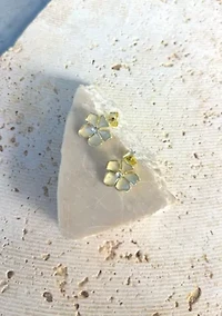 Gold Plated Pearlescent Stud Earrings