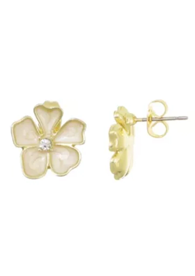 Gold Plated Pearlescent Stud Earrings