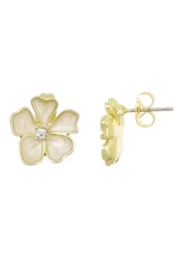 Gold Plated Pearlescent Stud Earrings