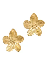 Tarnish Resistant 18k Gold Plated Statement Flower Studs