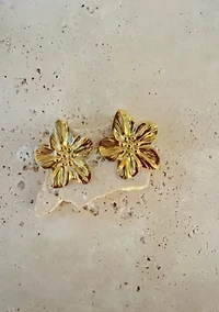 Tarnish Resistant 18k Gold Plated Statement Flower Studs