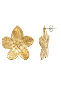 Tarnish Resistant 18k Gold Plated Statement Flower Studs