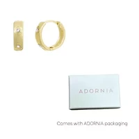 14k Gold Plated CZ-Dotted Hoop Earrings