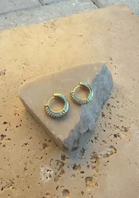 14k Gold Plated CZ Huggie Chubby Hoops