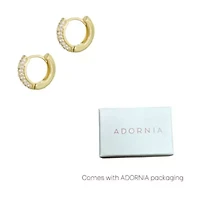 14k Gold Plated CZ Huggie Chubby Hoops