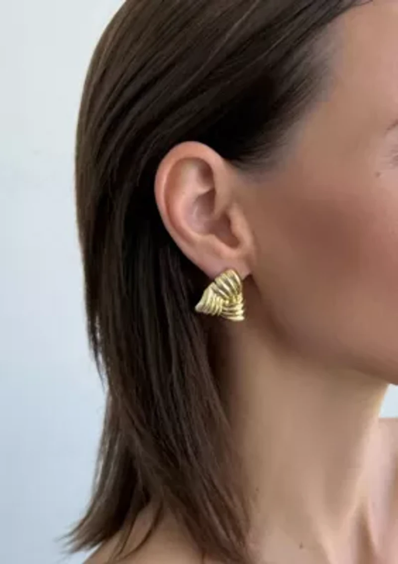 14k Gold Plated Statement Triangle Stud Earrings