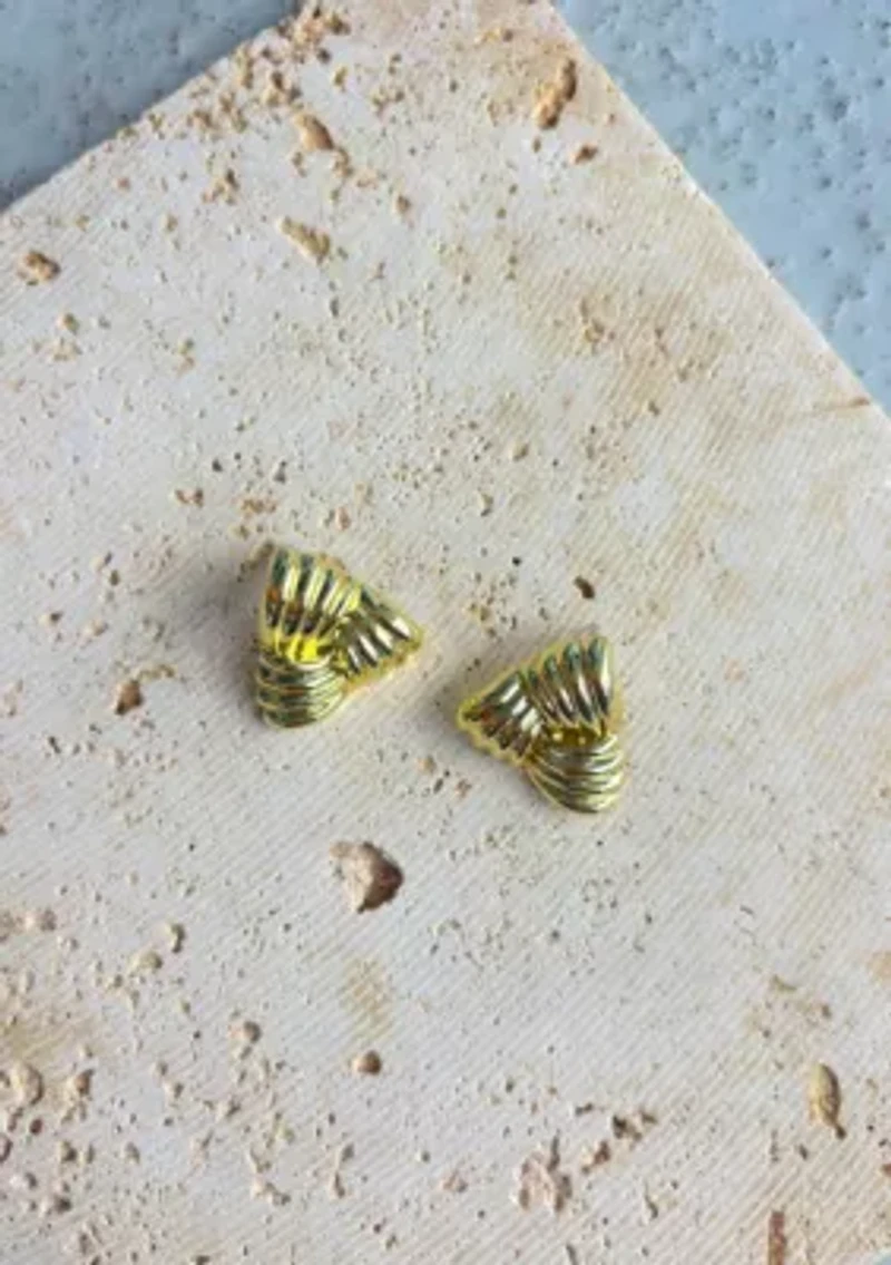 14k Gold Plated Statement Triangle Stud Earrings