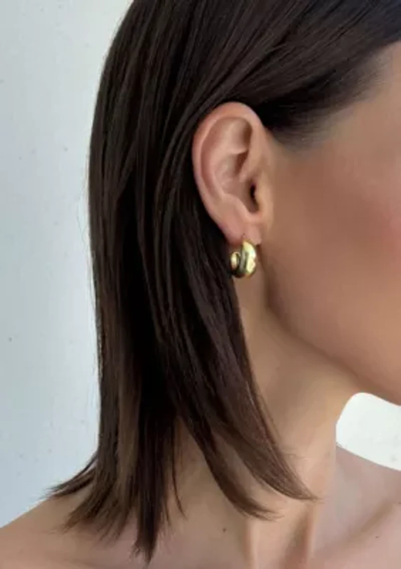 14k Gold Plated Chunky 3-Piece Hoop Earring Set