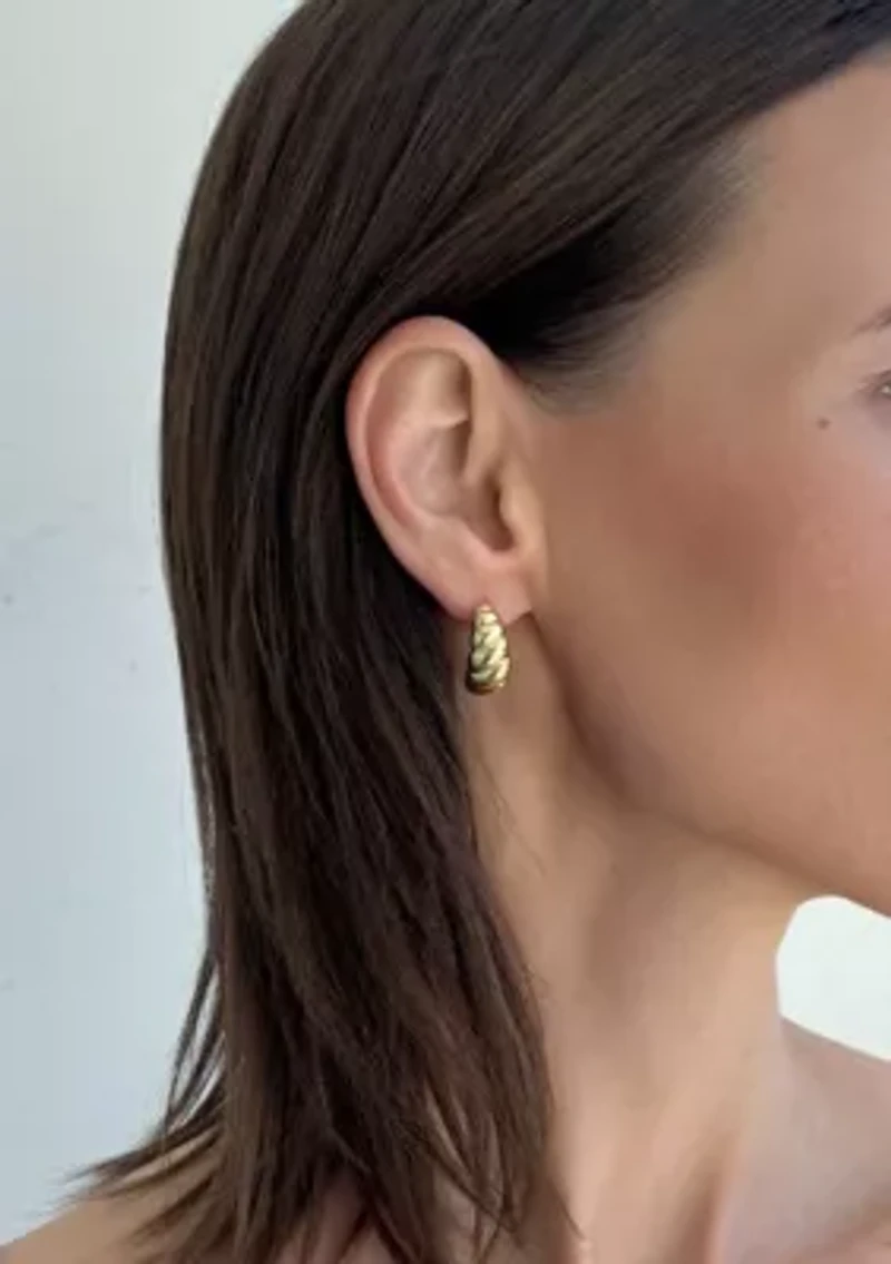 14k Gold Plated Chunky 3-Piece Hoop Earring Set