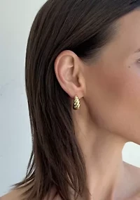14k Gold Plated Chunky 3-Piece Hoop Earring Set