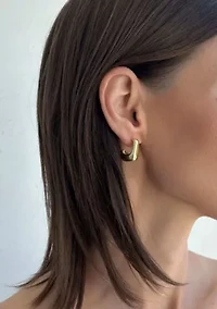 14k Gold Plated Chunky 3-Piece Hoop Earring Set