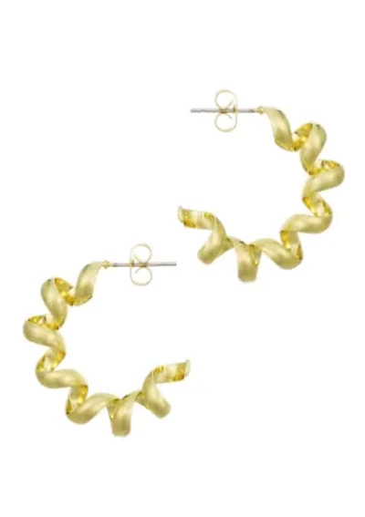 14k Gold Plated Lightweight Coil Hoop Earrings