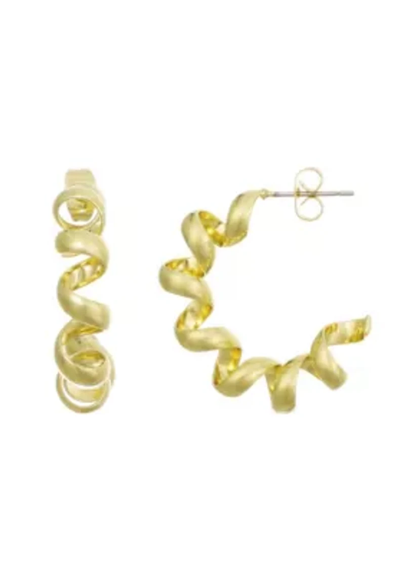 14k Gold Plated Lightweight Coil Hoop Earrings