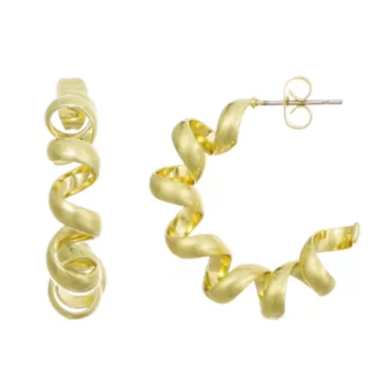 14k Gold Plated Lightweight Coil Hoop Earrings