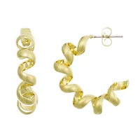 14k Gold Plated Lightweight Coil Hoop Earrings