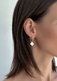 14k Gold Plated Clover and Freshwater Pearl 3-Piece Earring Set