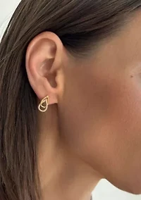 14k Gold Plated Overlap CZ Teardop Earrings