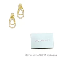 14k Gold Plated Overlap CZ Teardop Earrings