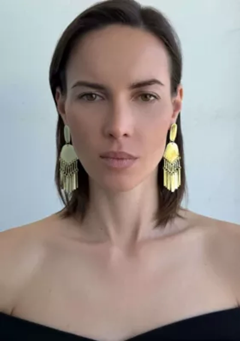 Gold Plated Drop Statement Earrings