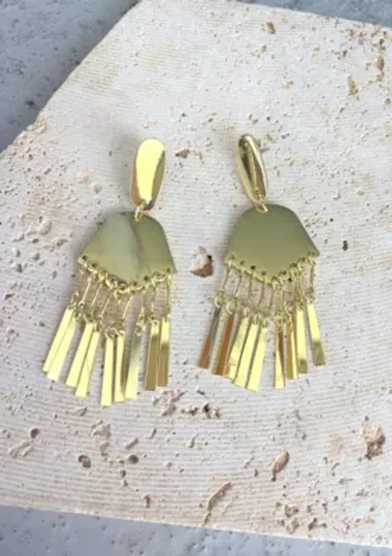 Gold Plated Drop Statement Earrings