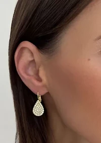 14k Gold Plated CZ Pave Pear Drops with French Earring Backs