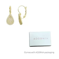 14k Gold Plated CZ Pave Pear Drops with French Earring Backs