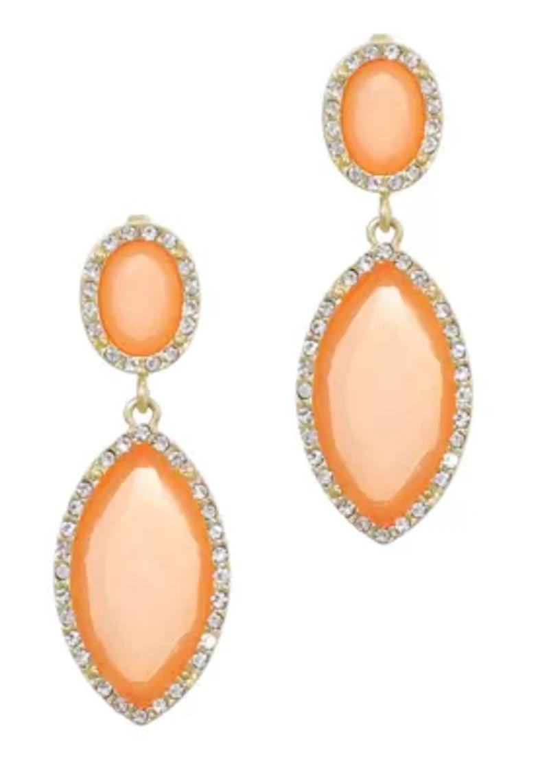 Gold Plated Peach Crystal Statement Earrings