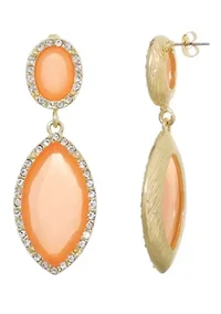 Gold Plated Peach Crystal Statement Earrings