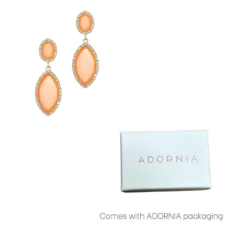 Gold Plated Peach Crystal Statement Earrings