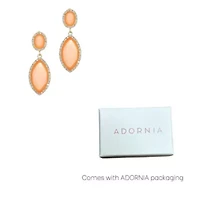 Gold Plated Peach Crystal Statement Earrings