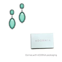 Silver Aqua Green Crystal Statement Earrings