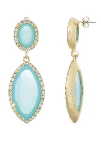 Gold Plated Blue Crystal Statement Earrings