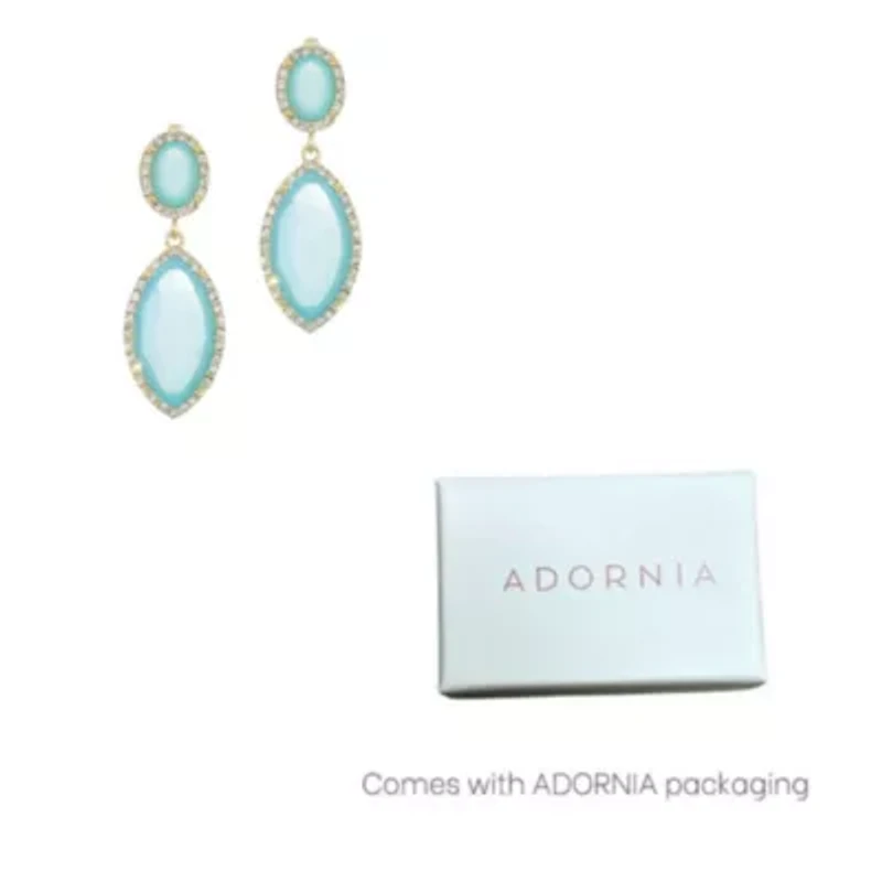 Gold Plated Blue Crystal Statement Earrings