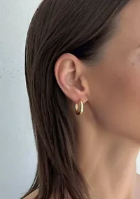 14k Gold Plated CZ Hoop 2-Piece Earring Set