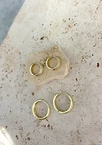 14k Gold Plated CZ Hoop 2-Piece Earring Set