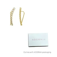 14k Gold Plated Bezeled Ear Climber Earrings