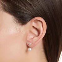 Tarnish Resistant Rhodium Plated Freshwater Pearl Jacket Earrings