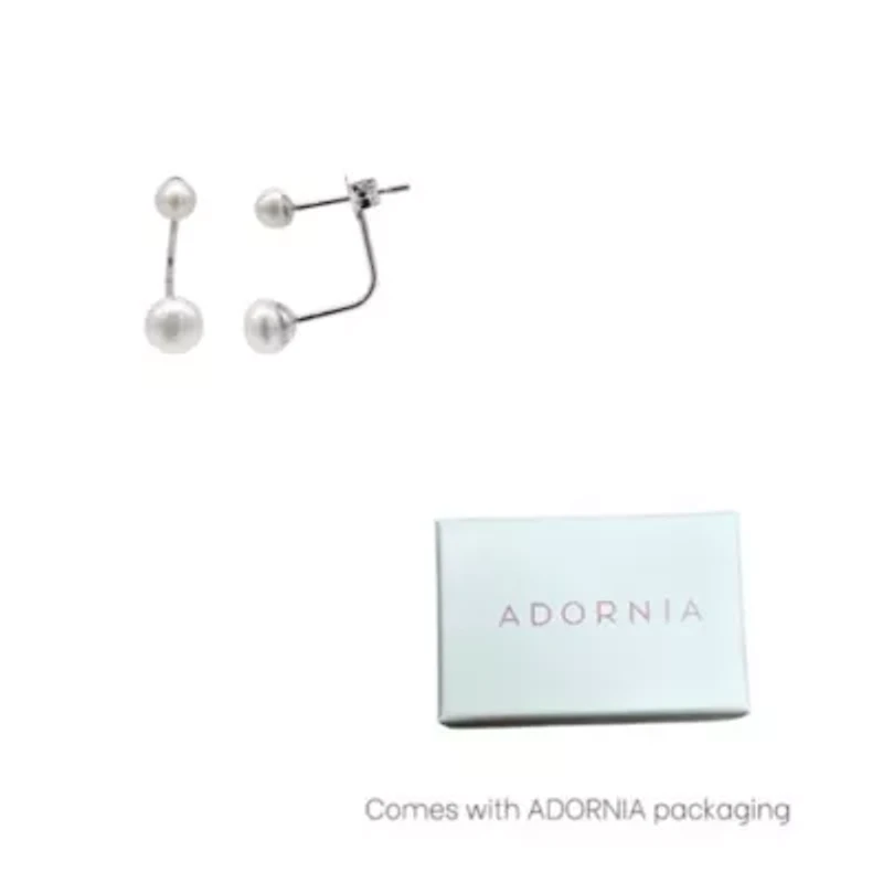 Tarnish Resistant Rhodium Plated Freshwater Pearl Jacket Earrings