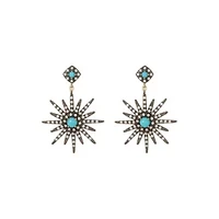 Mixed Metal Starburst Drop Earrings