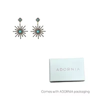 Mixed Metal Starburst Drop Earrings