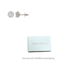 Rhodium Plated Crystal Halo Earrings